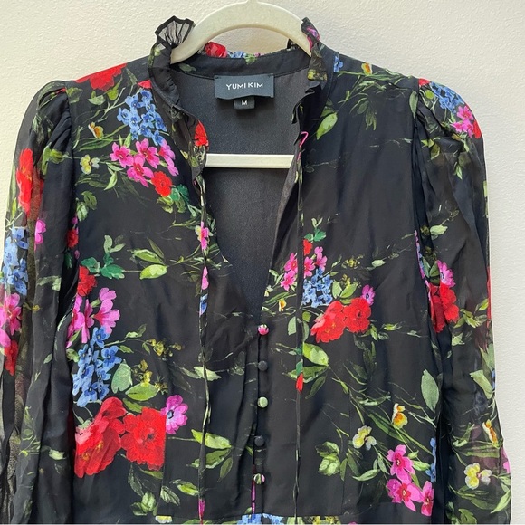 NWT Yumi Kim Marquis Dress In It's Magic Black Chiffon Floral Size Medium - Picture 4 of 9